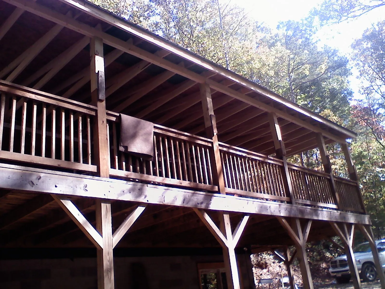 Timber framing under a new elevated porch and deck — Roof Leak Repair in Lyles by Roofing Brothers